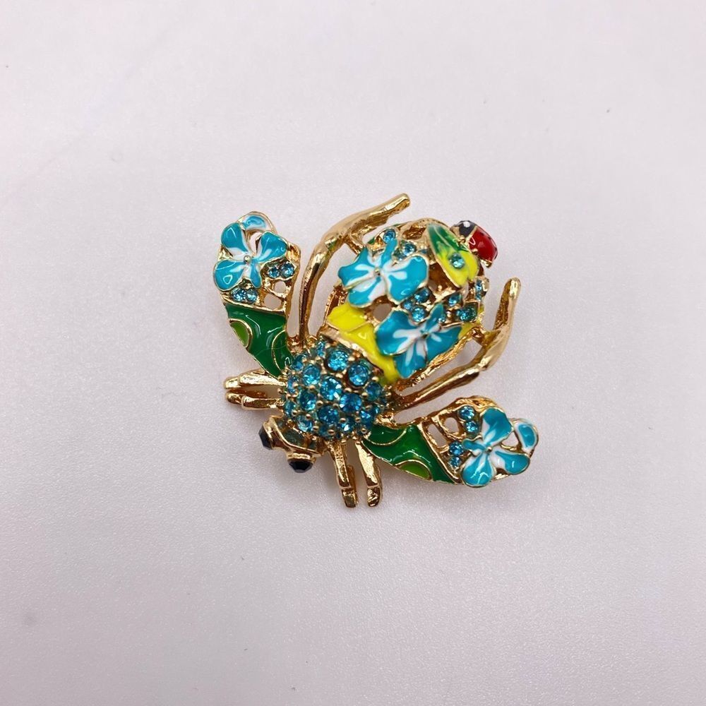 Joan Rivers Aqua Orchid Bee Pin